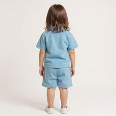 Kids Polo Shirt With Short - Blue