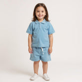 Kids Polo Shirt With Short - Blue