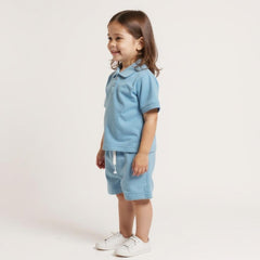 Kids Polo Shirt With Short - Blue
