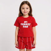 Kids Forest T-Shirt With Short - Red