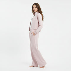 Women's Mont Maire Zipper Track Suit With Baggy Trouser - Baby Pink