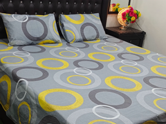 100% COTTON PRINTED BED SET (1 KING SIZE BED SHEET + 2 PILLOW COVER)