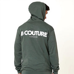 Men's Fleece B-couture Tracksuit With Zipper  - Green Metallic