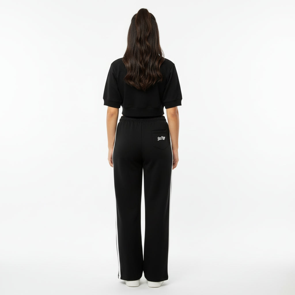 Women's San Diego Zipper Track Suit - Black