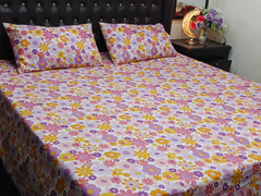 100% COTTON PRINTED BED SHEET SET (1 KING SIZE BED SHEET + 2 PILLOW COVER)