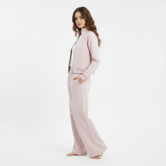 Women's Mont Maire Zipper Track Suit With Baggy Trouser - Baby Pink