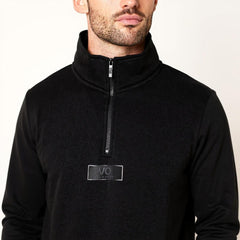 Men's Fleece Voi London Mock-Neck Tracksuit With Zipper  - Black
