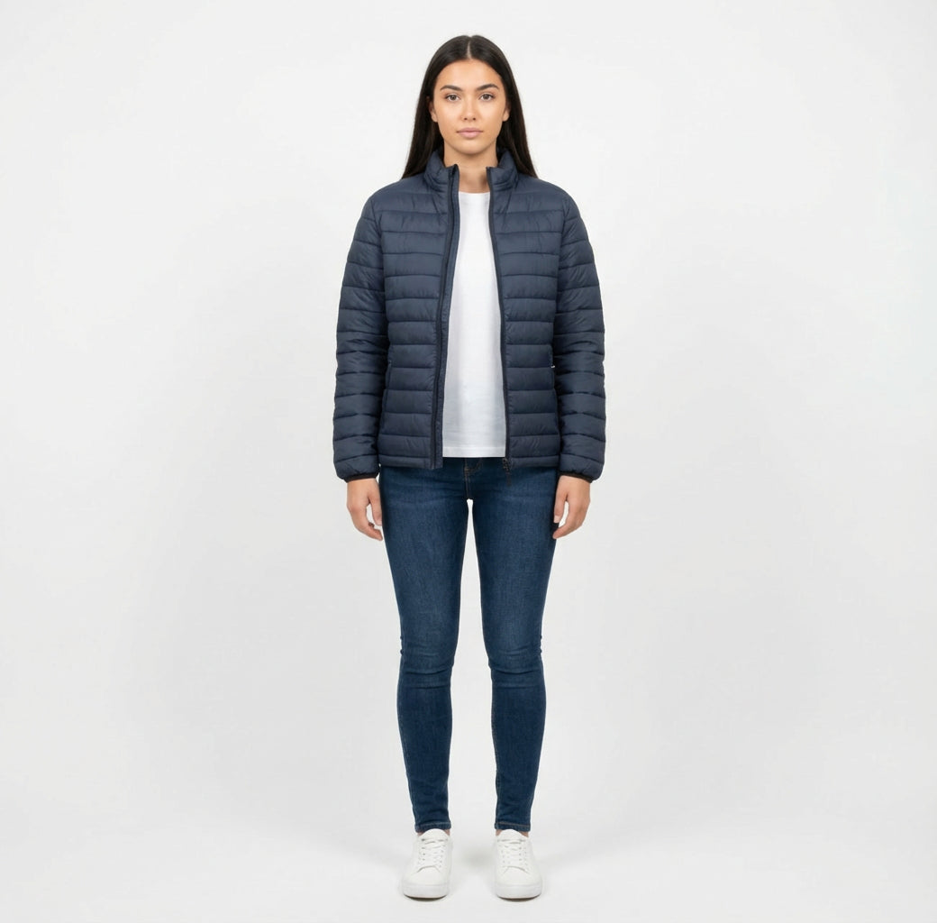 Women's Zara Puffer Jacket - Navy And Black