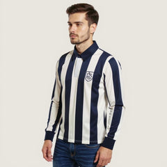 Men's Collar Sweat Shirt - Navy & White (Mix)