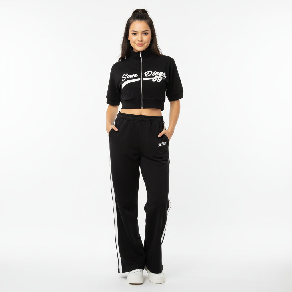 Women's San Diego Zipper Track Suit - Black