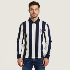 Men's Collar Sweat Shirt - Navy & White (Mix)