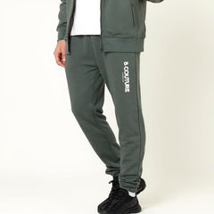 Men's Fleece B-couture Tracksuit With Zipper  - Green Metallic