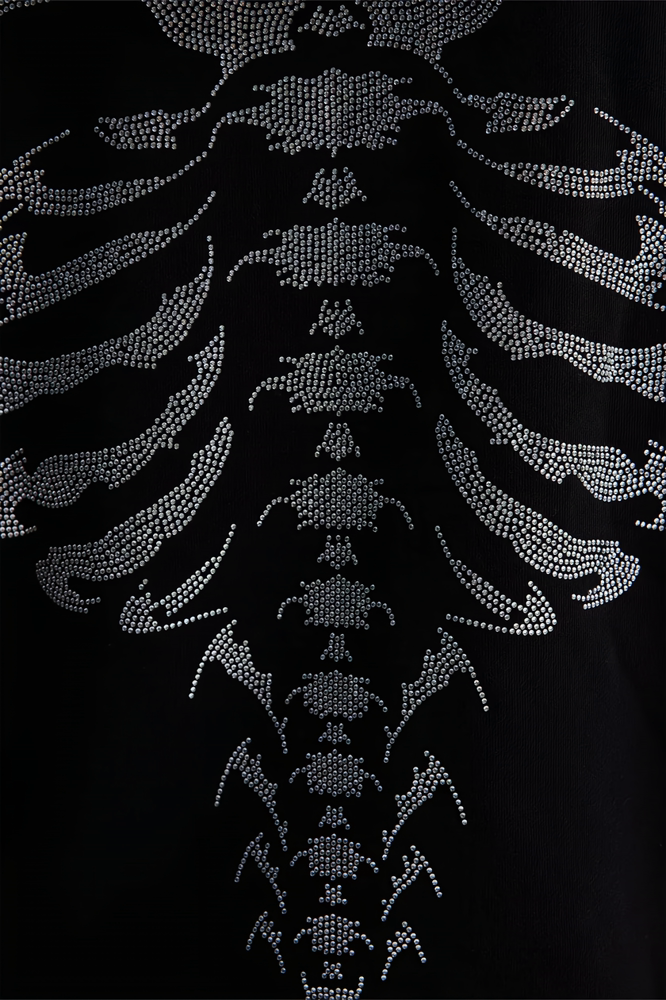 Rhinestone Ribcage Pullover hoodie Black