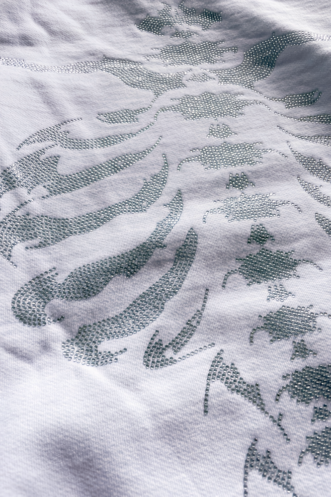 Rhinestone Ribcage white Pullover hoodie