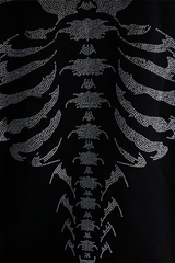 Rhinestone Ribcage Pullover hoodie Black