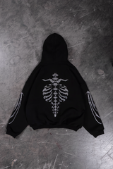 Rhinestone Ribcage Pullover hoodie Black