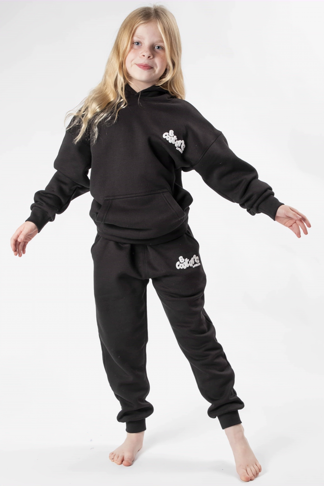 Girl's Black Fleece Hoodie and trouser set