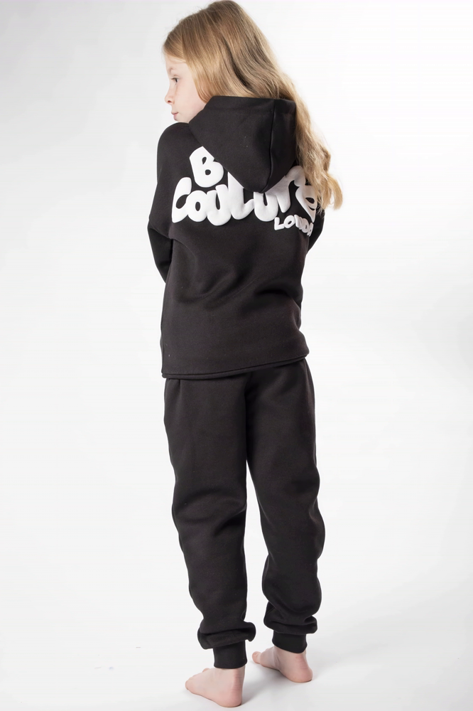 Girl's Black Fleece Hoodie and trouser set
