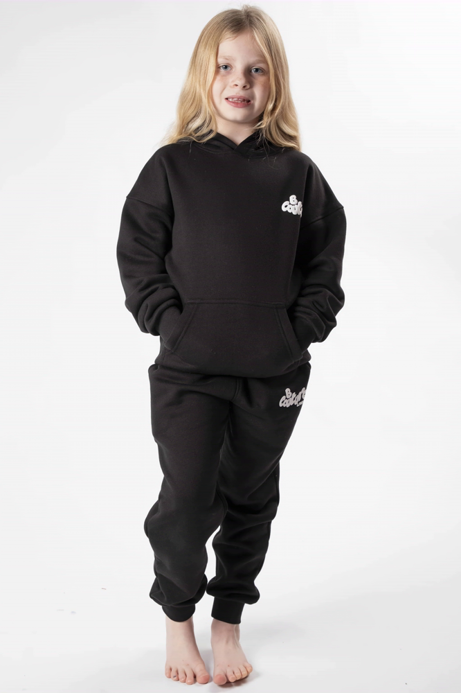 Girl's Black Fleece Hoodie and trouser set