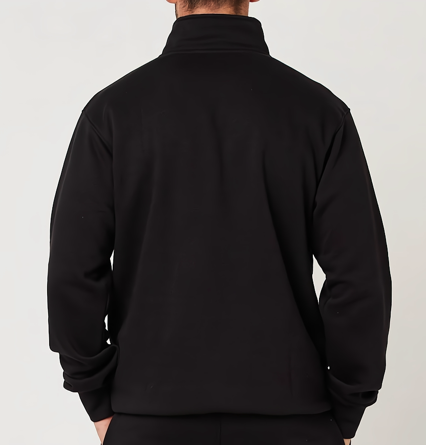 Men's Black Mock Neck Quarter Zipper Sweat Shirt