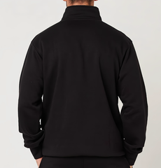 Men's Black Mock Neck Quarter Zipper Sweat Shirt
