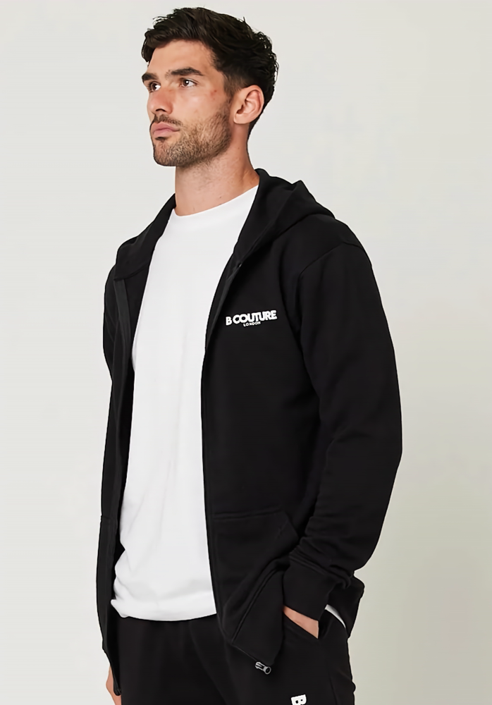 Men's Black Full Zipper Hoodie