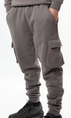 Boy's Pewter Fleece Jogger with cargo pockets