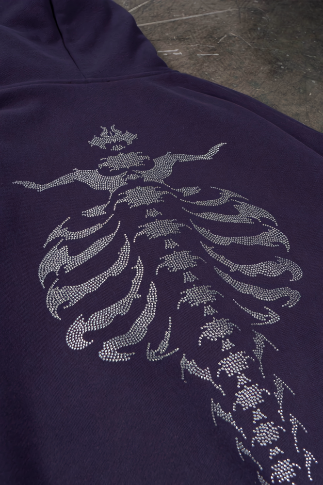 Rhinestone Ribcage Frontzip hoodie Plum