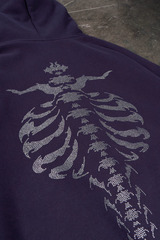 Rhinestone Ribcage Frontzip hoodie Plum