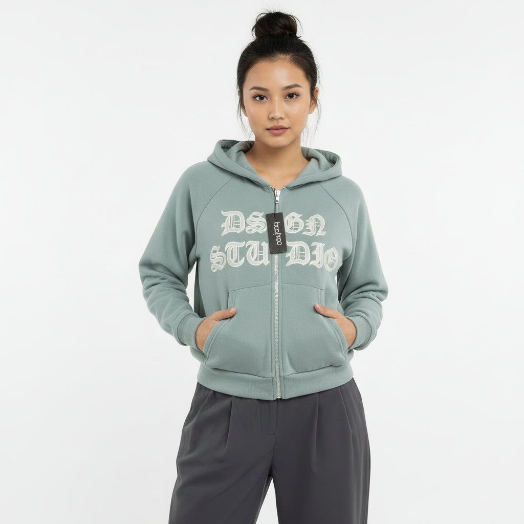 Women's Bohoo Zipper Hoodie - Blue