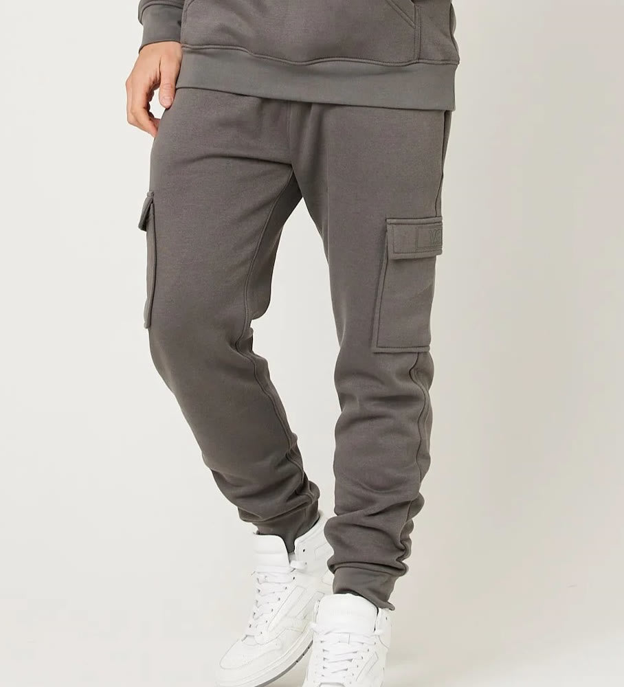 Men's Dark Grey fleece trouser with Cargo pockets
