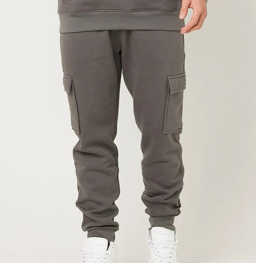 Men's Dark Grey fleece trouser with Cargo pockets