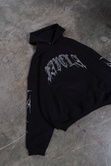 Rhinestone Ribcage Pullover hoodie Black