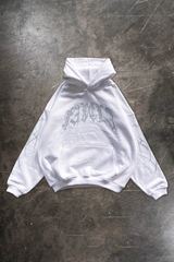 Rhinestone Ribcage white Pullover hoodie