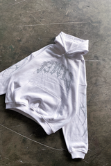 Rhinestone Ribcage white Pullover hoodie