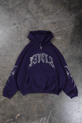 Rhinestone Ribcage Frontzip hoodie Plum