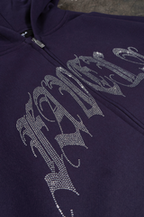 Rhinestone Ribcage Frontzip hoodie Plum