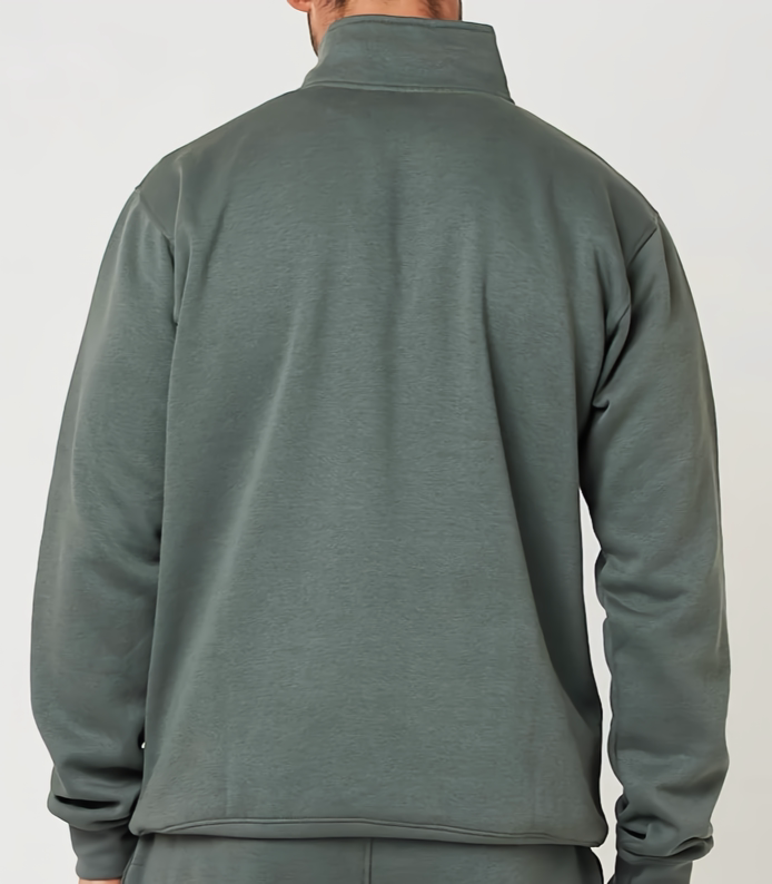 Men's Gun Metal Mock Neck Quarter Zipper Sweat Shirt