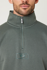 Men's Gun Metal Mock Neck Quarter Zipper Sweat Shirt