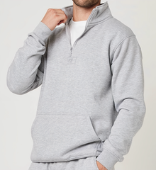 Men's Grey Maryl Mock Neck Quarter Zipper Sweat Shirt