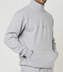 Men's Grey Maryl Mock Neck Quarter Zipper Sweat Shirt