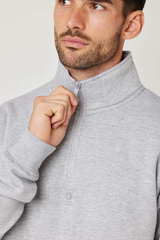 Men's Grey Maryl Mock Neck Quarter Zipper Sweat Shirt