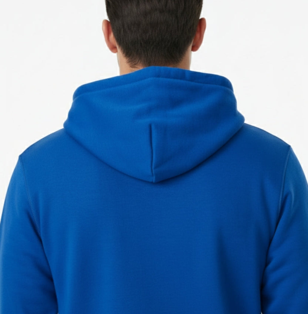 Men's Zip Up Hoodie - Blue With White Draw Strings
