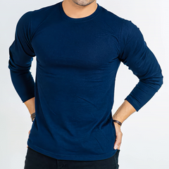 T Shirt Plain Navy Blue fleece fabric Long sleeve