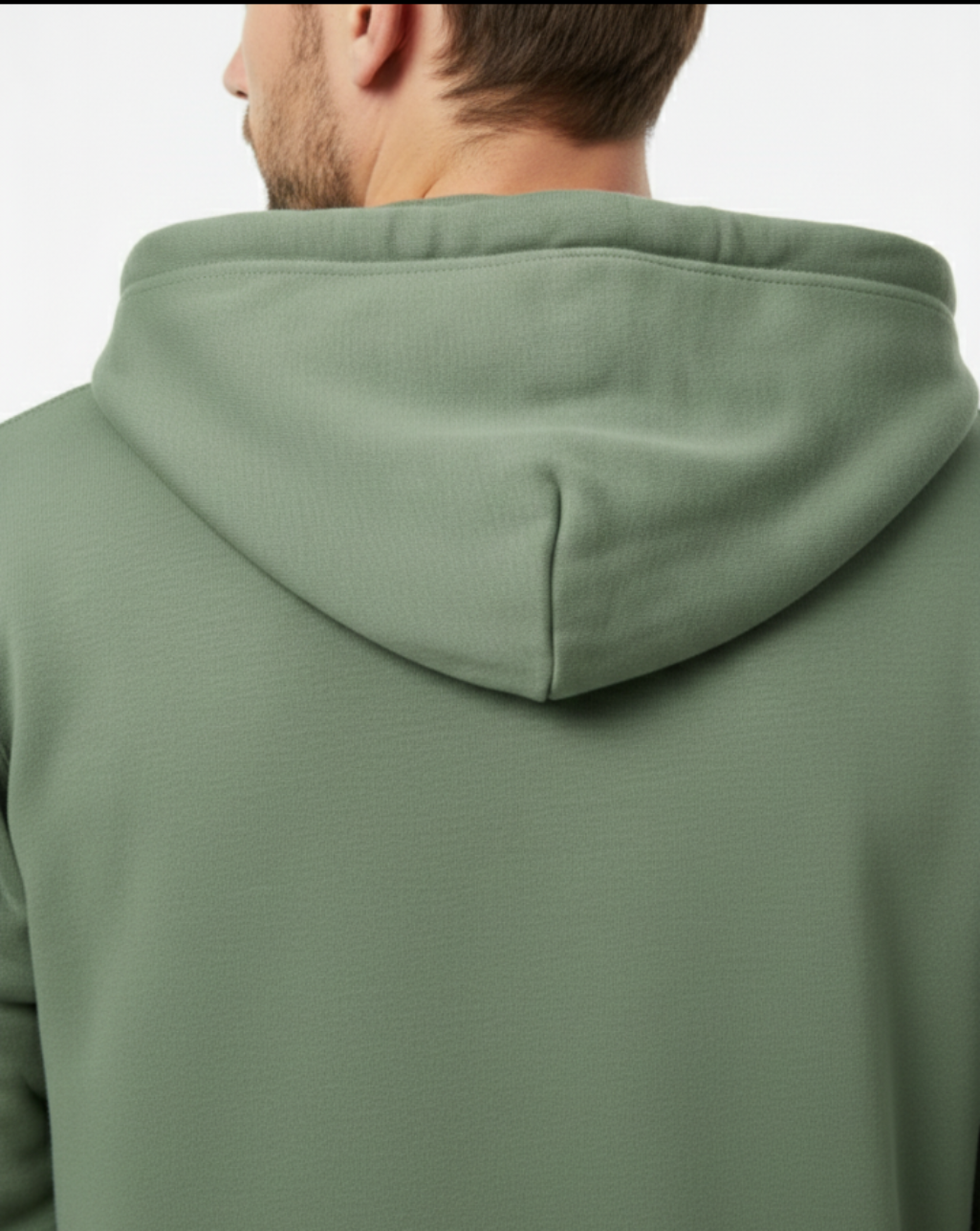 Men's zip up Hoodie with white draw strings - Military Green