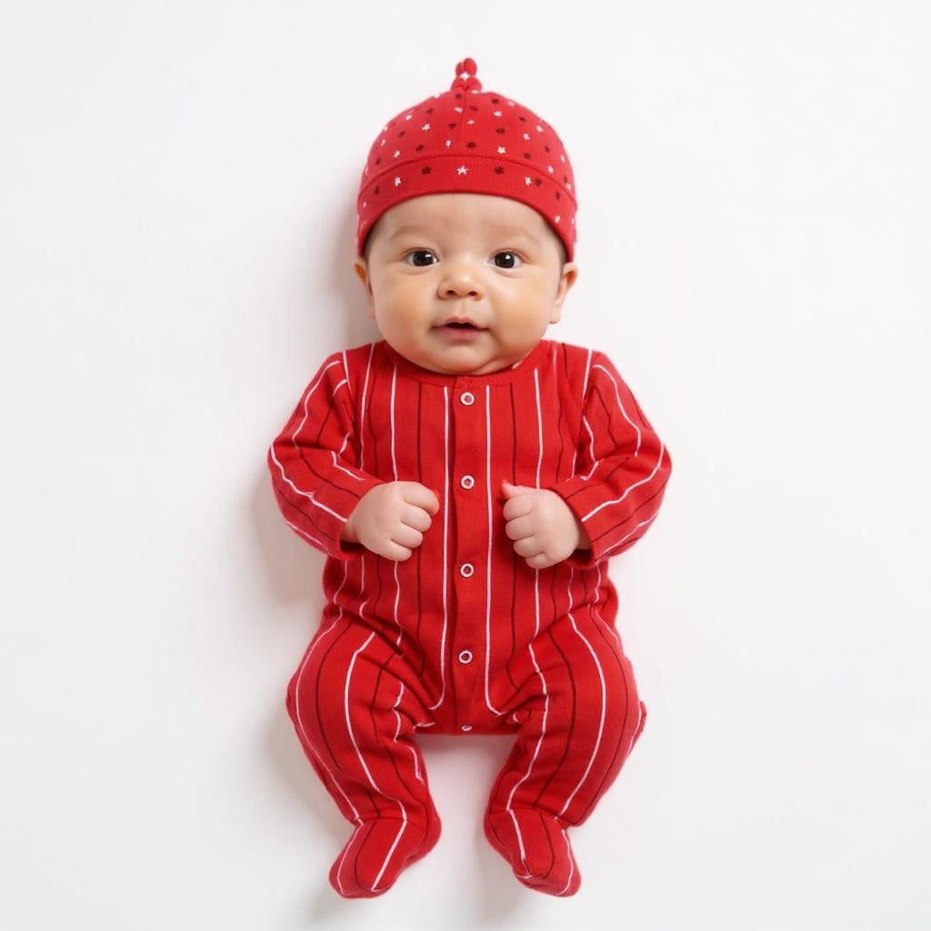 Baby Suit With Cap - Red