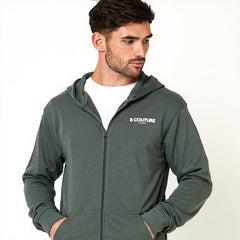 Men's Fleece B-couture Tracksuit With Zipper  - Green Metallic