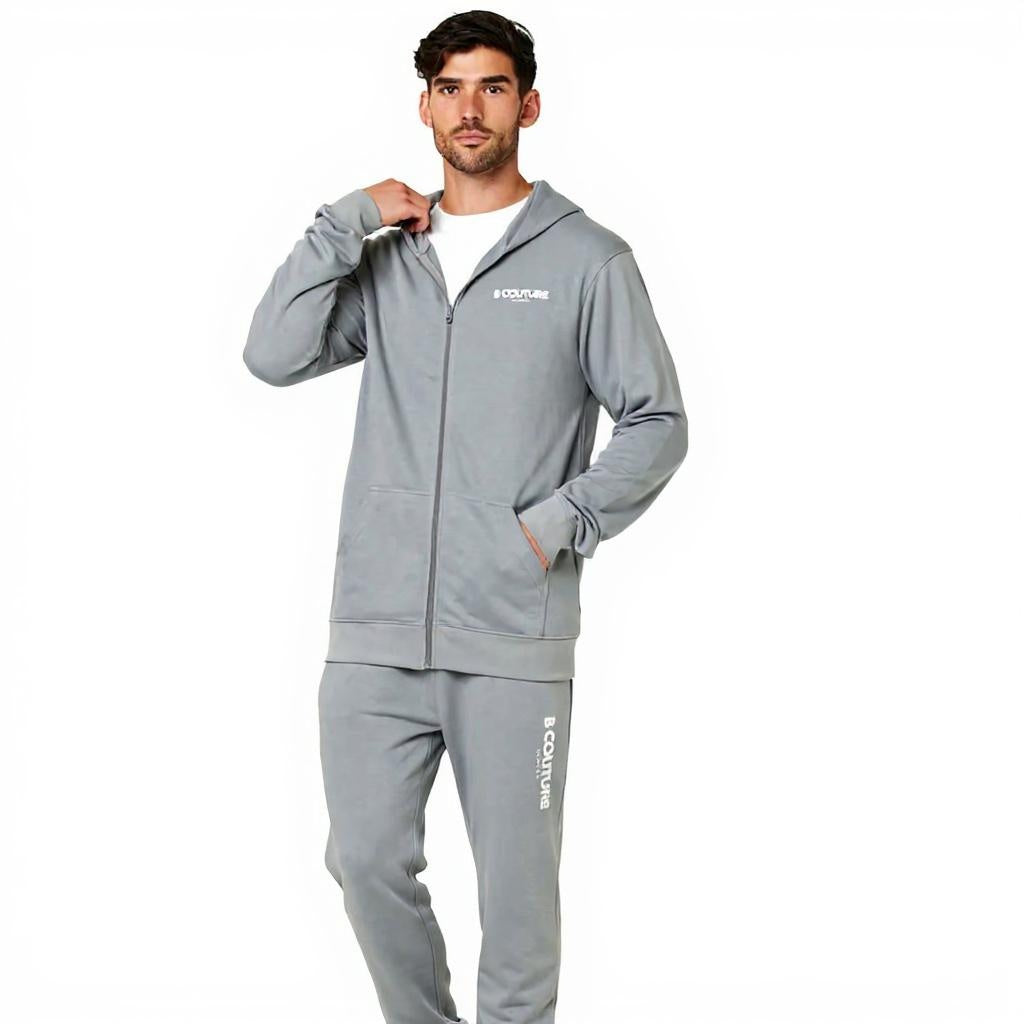 Men's Fleece B-couture Tracksuit With Zipper  - Grey
