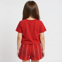 Kids Forest T-Shirt With Short - Red