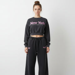 Women's New York Track Suit  With Baggy Trouser - Charcoal